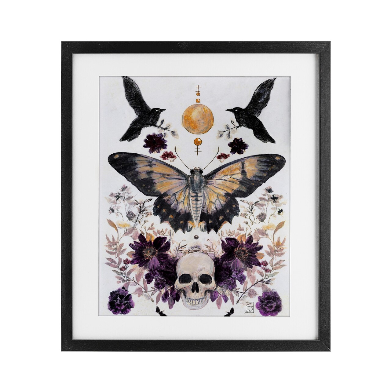 Stupell Industries Gothic Tarot with Moth Framed Print Under Glass, design by Sara Culpepper